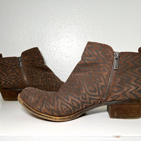 Lucky Brand Basel Booties Womens Size 8.5 Tribal Boho Ankle Boots Leather Suede - Picture 10 of 15